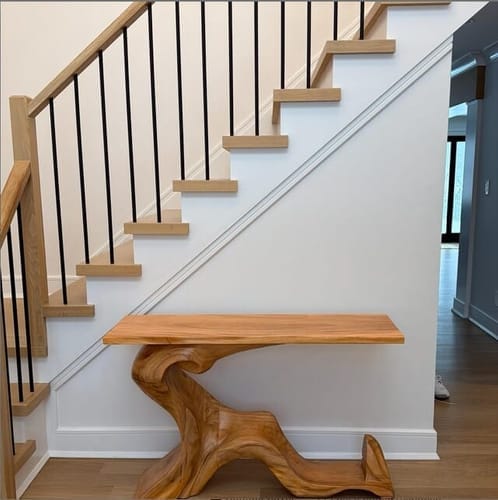 Customer photo review of Solid Wood Accent Table – Modern Sculptural Tri-Branch Design