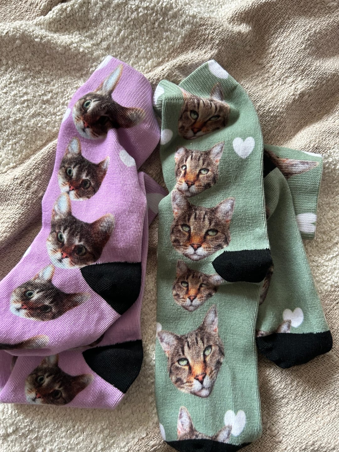 Customer photo review of Personalisierte Socken - Dein Foto mit Katze