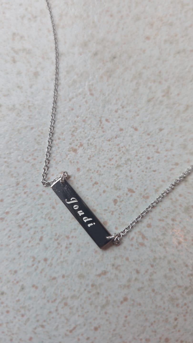 Customer photo review of 2cm Precious Letter Bar in Silver