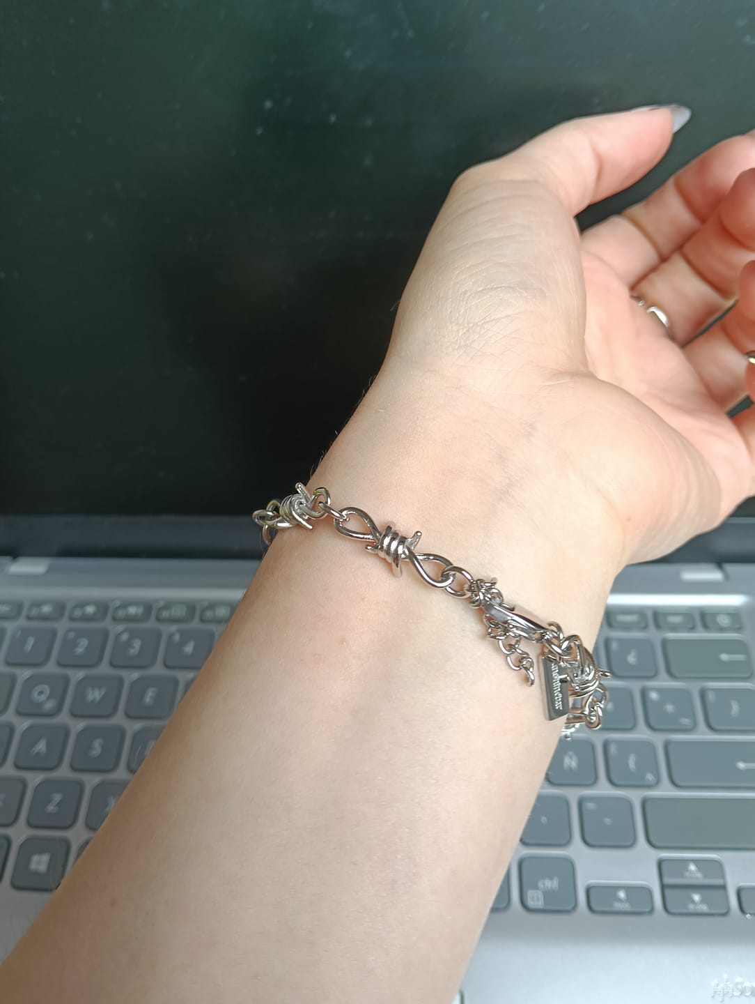 Customer photo review of Barbed Wire Bracelet (Silver)