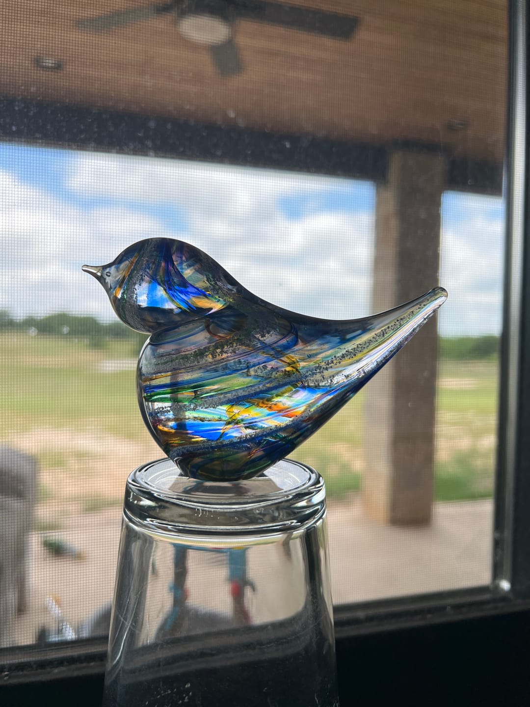 Customer photo review of Colorful Glass Birds with Cremation Ash
