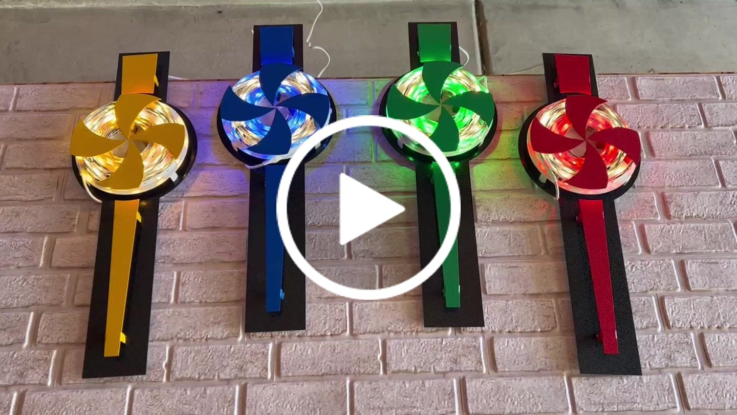 Customer video review of Pin Wheels Set of FOUR, 3D metal Art.