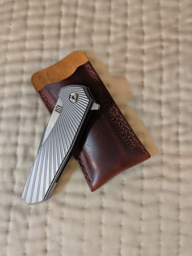 Customer photo review of NCC Ragnarok V1 Knife – 3.2” Nitro-V Harpoon Blade, Gun Metal Gray Titanium, Frame Lock – Made in USA (S/N 097)