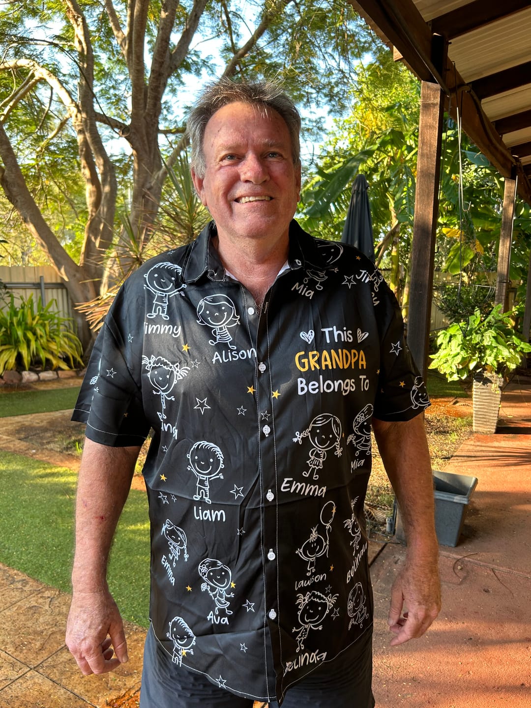 Customer photo review of Personalized Hawaiian Shirt- This Grandpa Belongs To Doodle