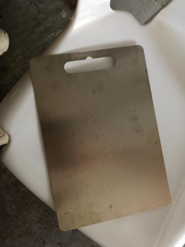 Customer photo review of Stainless Steel Cutting Board – Hygienic Kitchen Essential