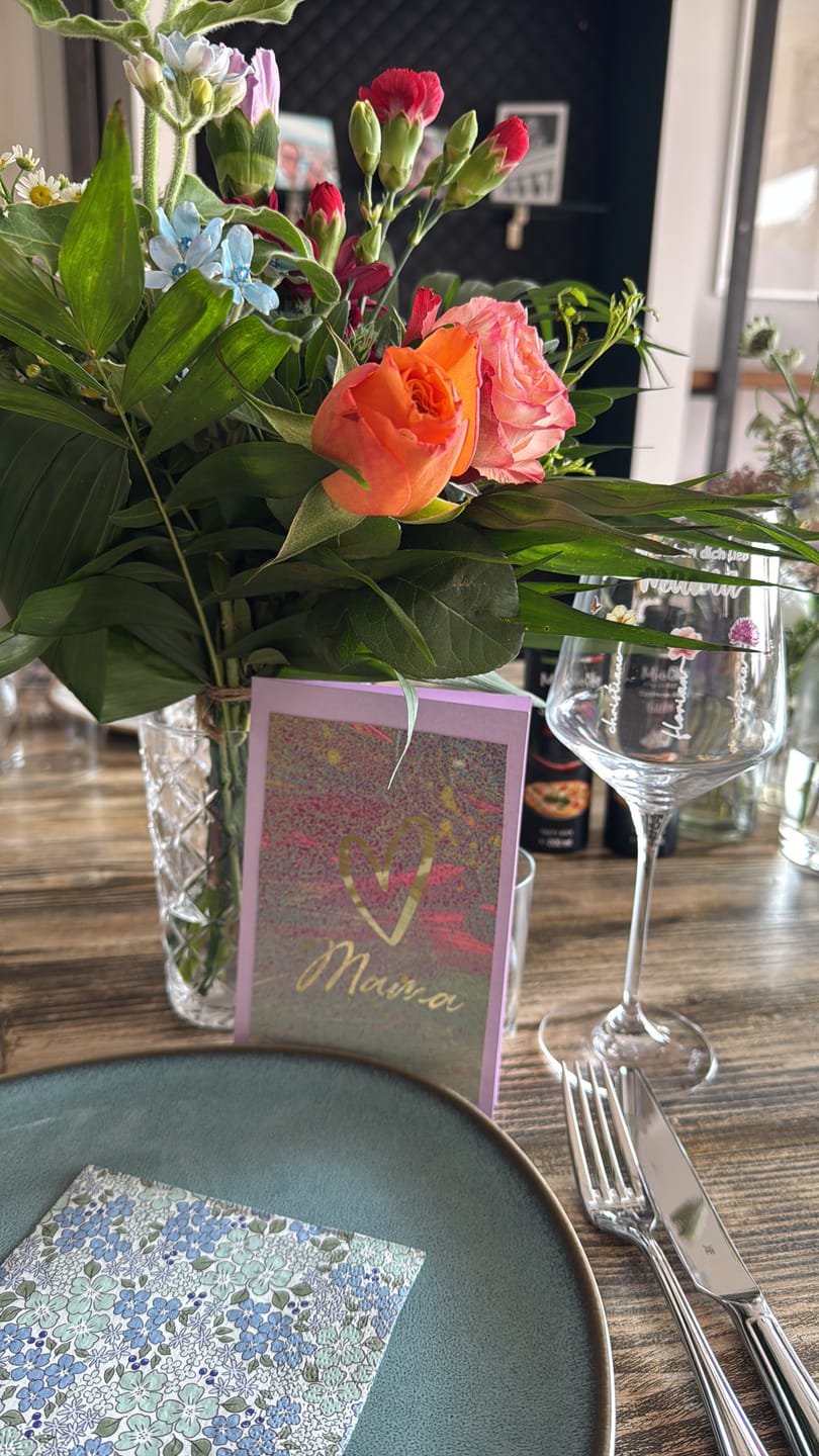 Customer photo review of Mamas Garten - Weinglas mit Kindernamen und Blumen für Mama und Oma