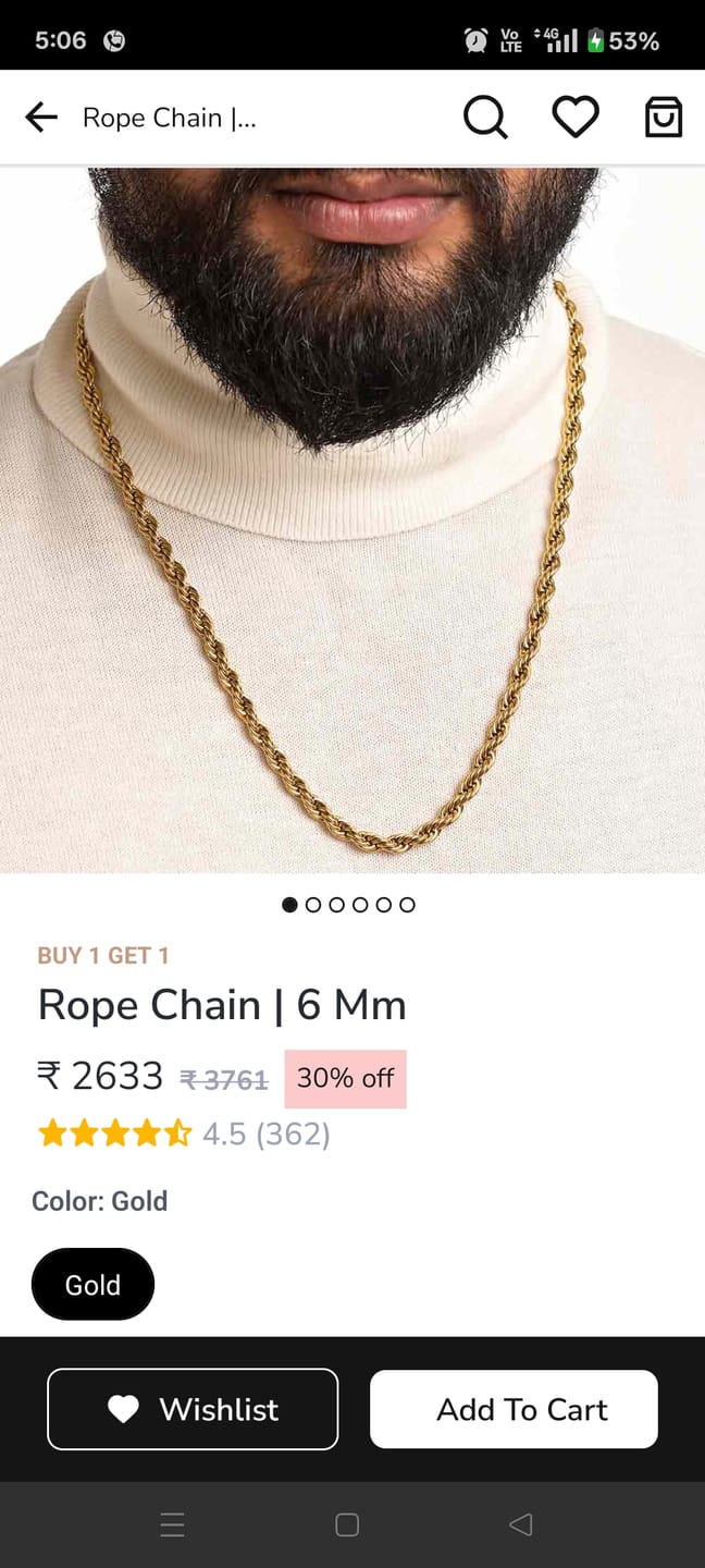 Customer photo review of Rope Chain | 6 MM