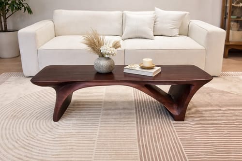 Customer photo review of Solid Wood Accent Table – Modern Sculptural Tri-Branch Design