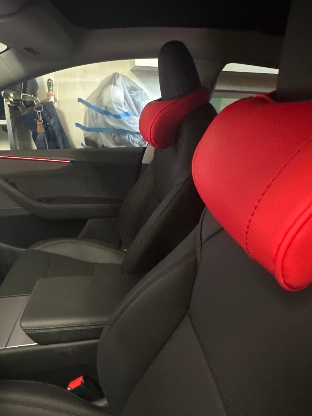 Customer photo review of EVAAM® Leather Neck Support Pillow for Tesla Accessories (1 PC)