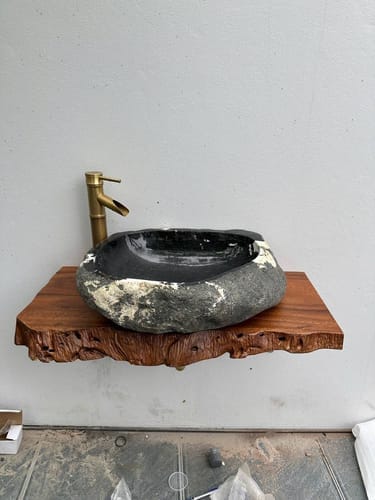 Customer photo review of Solid Wood Accent Table – Modern Sculptural Tri-Branch Design