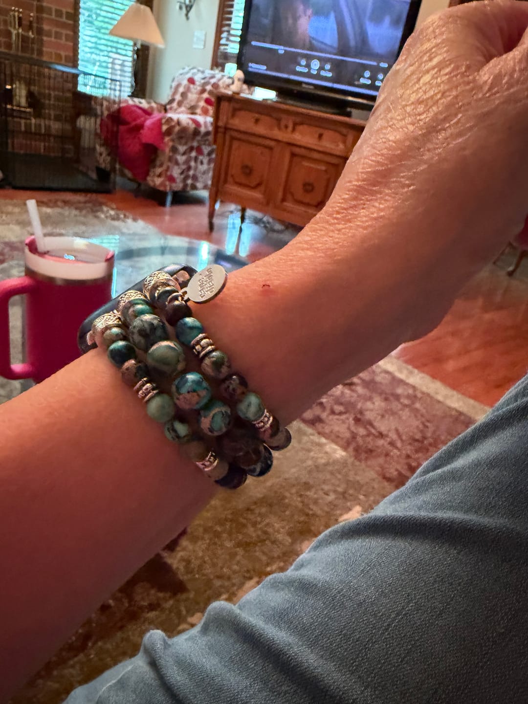 Customer photo review of Imperial Jasper Stretch Apple Watch Strap