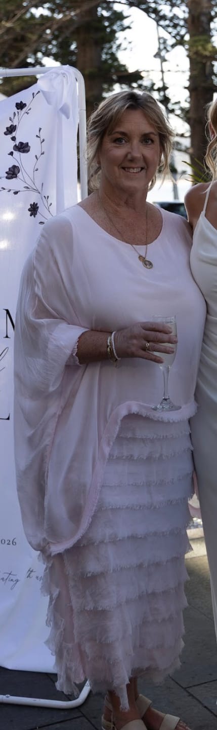 Customer photo review of Netty Silk Dress in Modena Pink