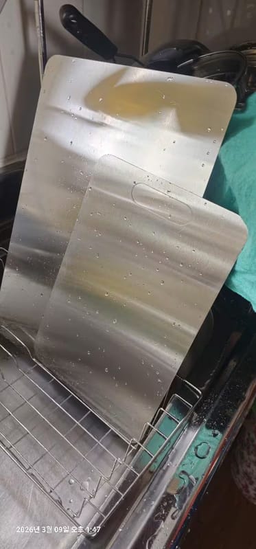 Customer photo review of Stainless Steel Cutting Board – Hygienic Kitchen Essential