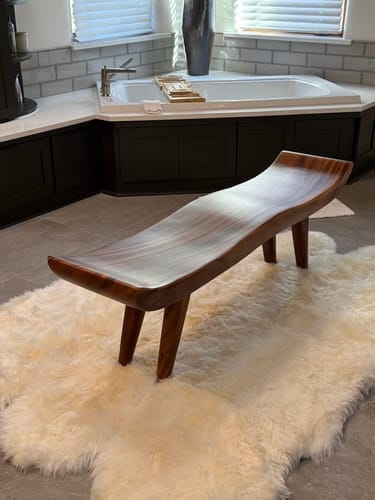 Customer photo review of Solid Wood Accent Table – Modern Sculptural Tri-Branch Design