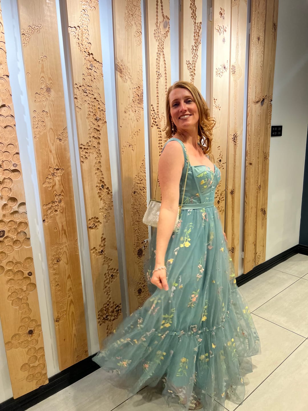 Customer photo review of 1930s Floral Mesh Boned Lace-Up Dress