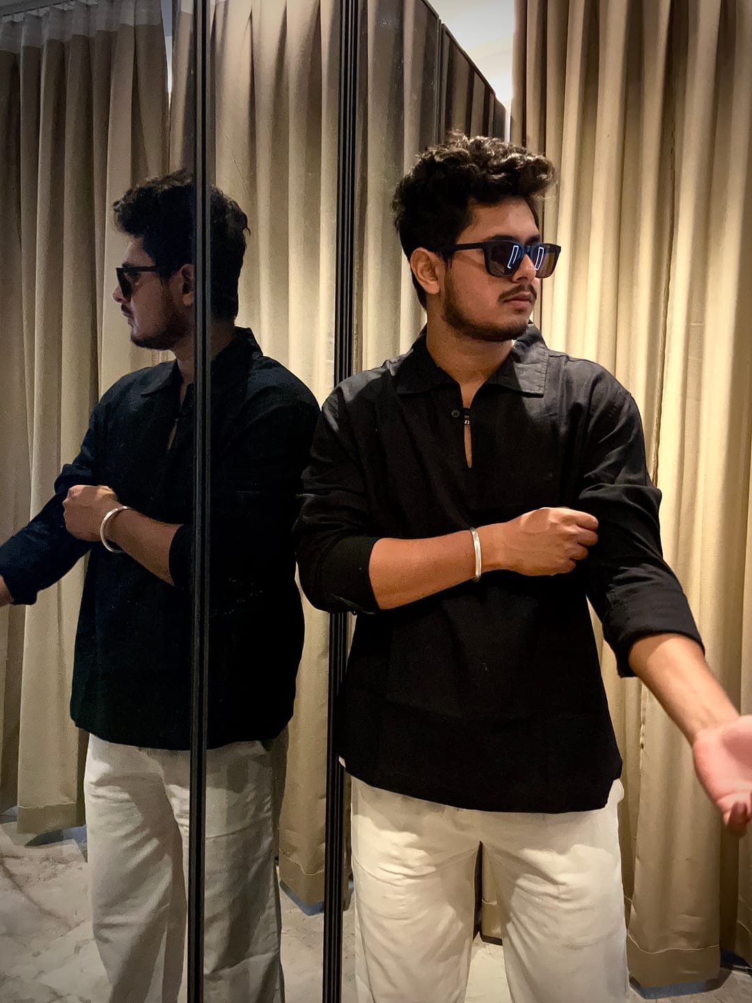 Customer photo review of Black Lightweight Structured Kurta Shirt