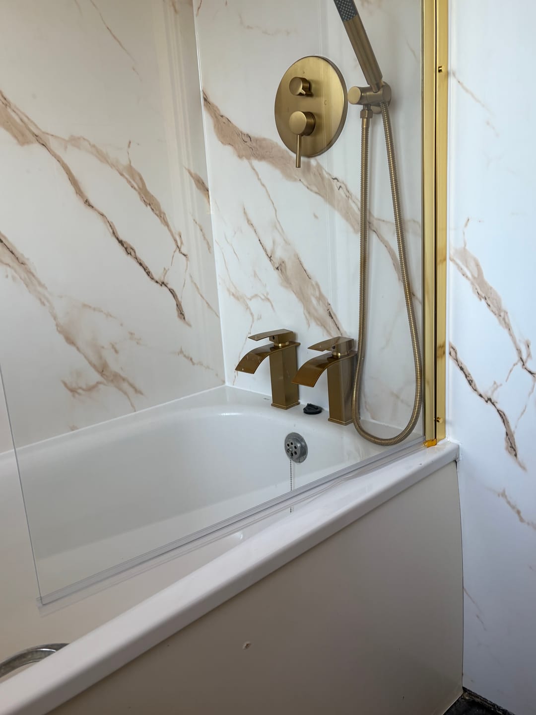 Customer photo review of 10mm Gold Marble Matt Shower Panel 1M x 2.4M