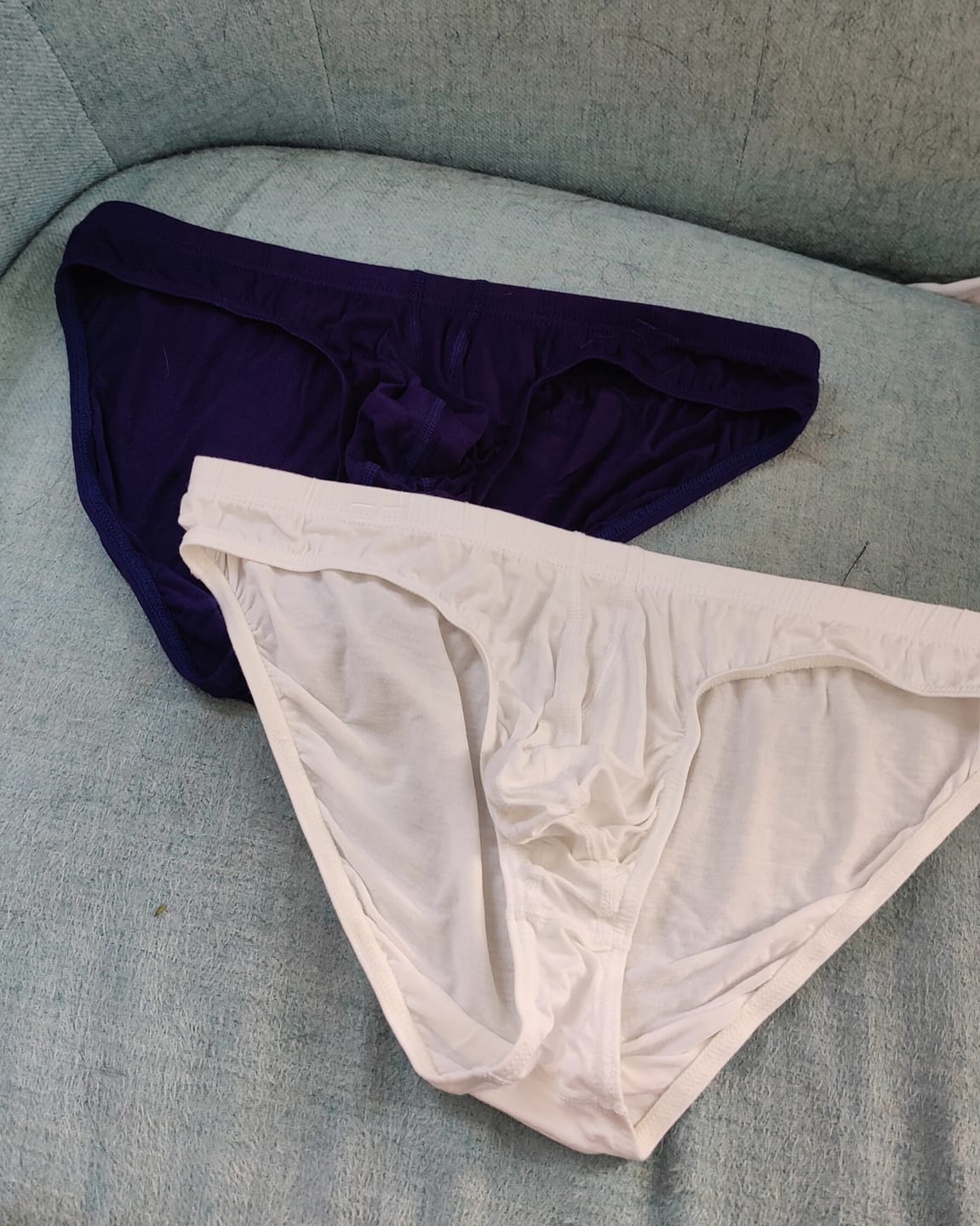 Customer photo review of Modal 0in Low-Rise Bikini Briefs No Fly 3pk Navy Blue/Red/White