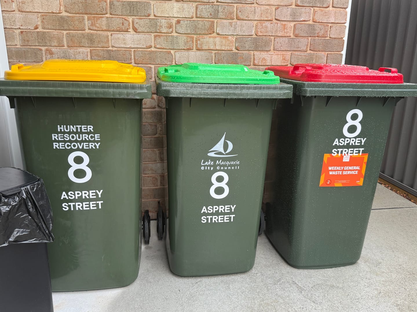 Customer photo review of Wheelie Bin Street Name & Number Sticker