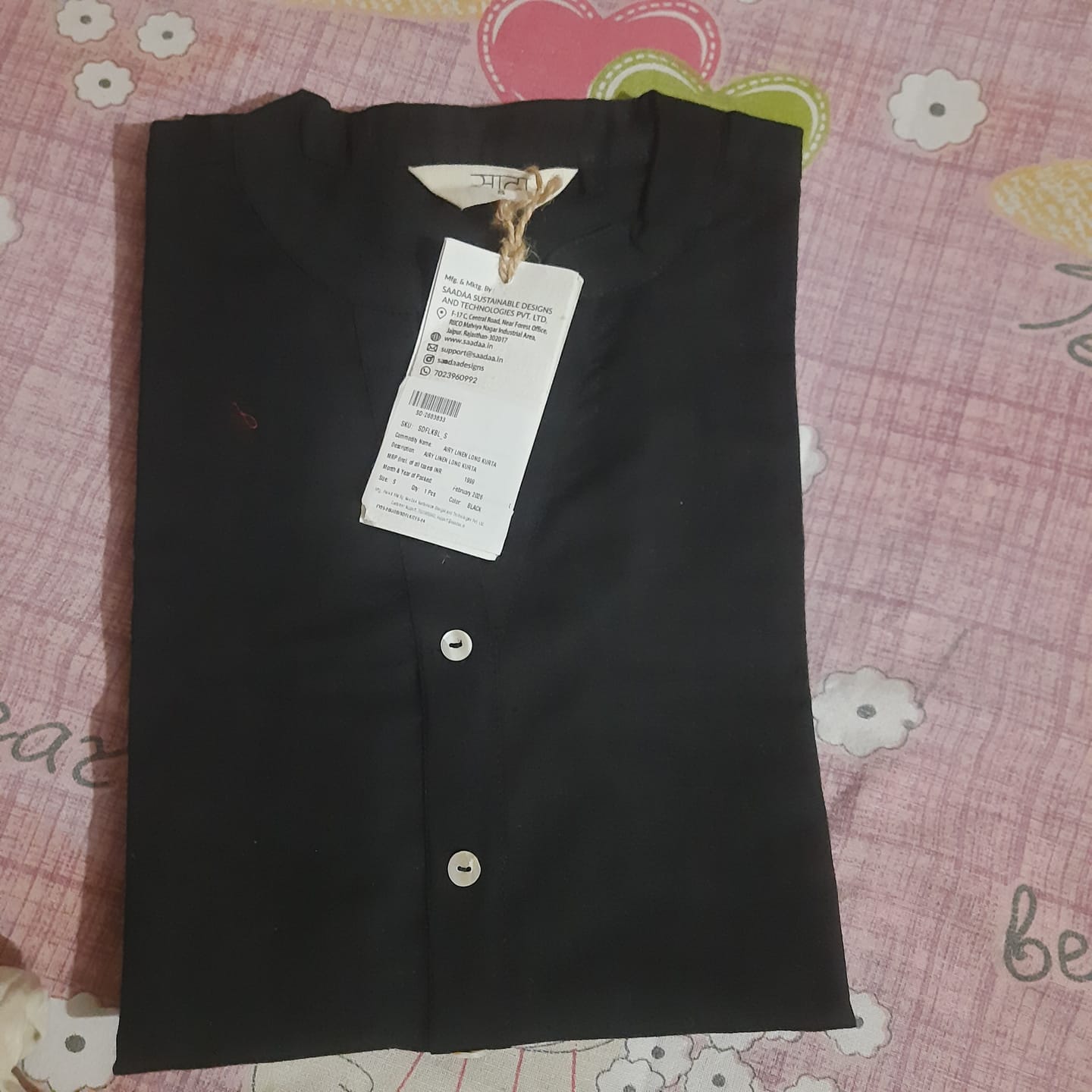 Customer photo review of Women Black Airy Linen Long Kurta