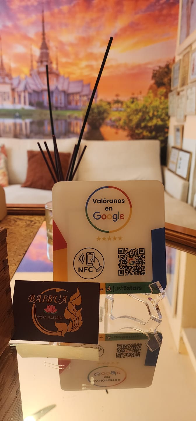 Customer photo review of Placa Reseñas Google NFC & QR (ES)