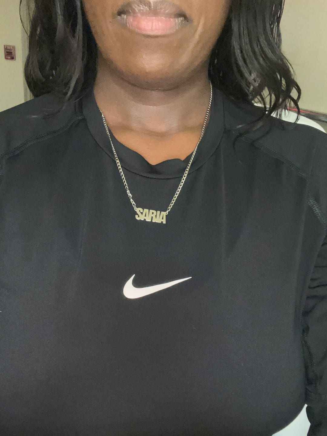 Customer photo review of Block Name Necklace w/ Cuban Chain