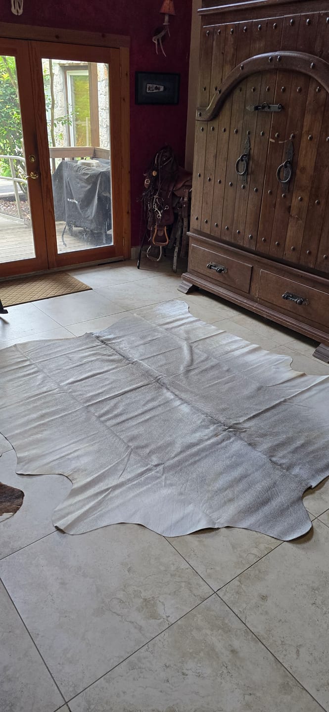 Customer photo review of SUPER SALE Grey Natural Cowhide Rug - XX-Large 8' 0"H x 7' 2"W