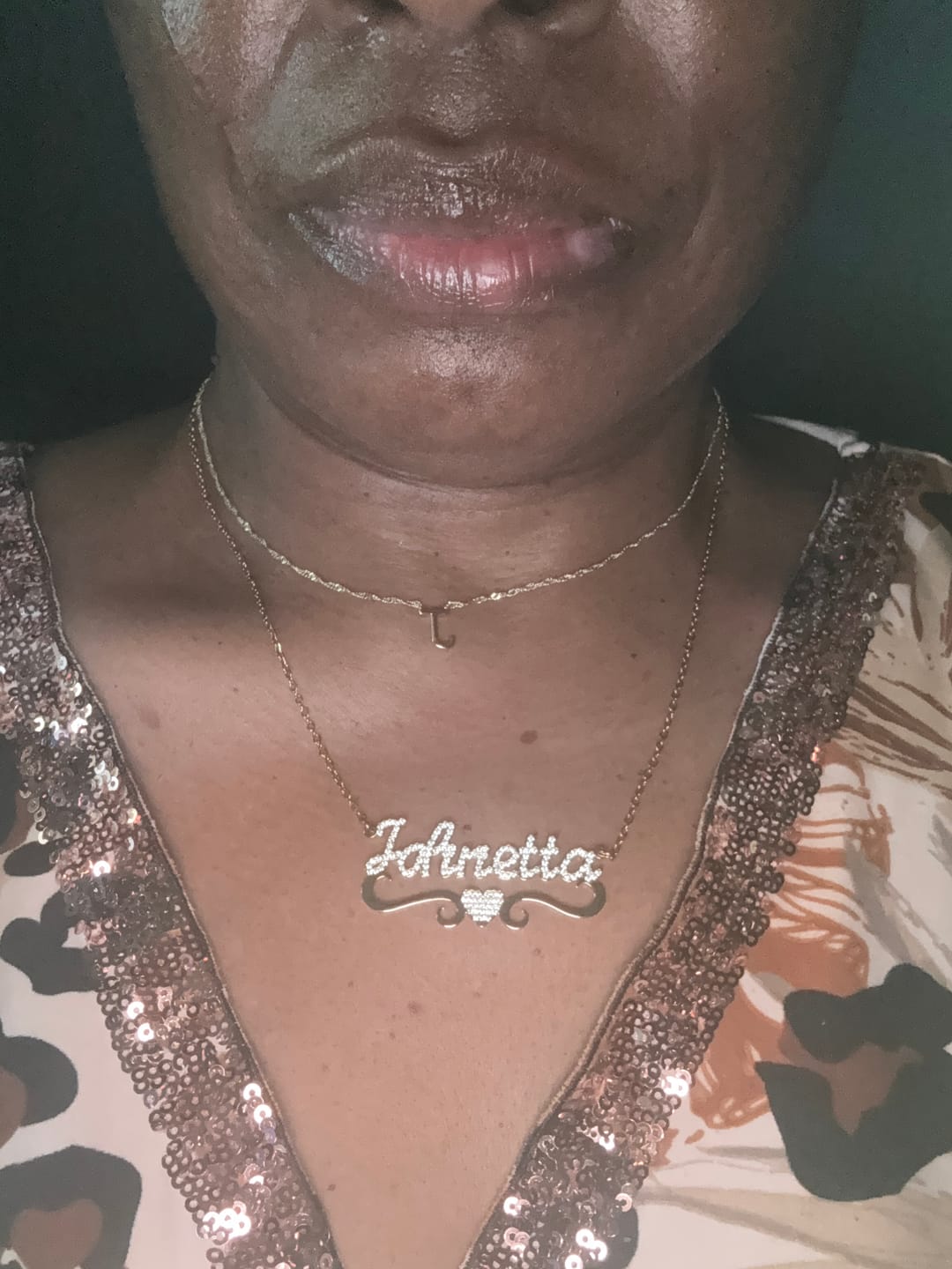 Customer photo review of Ice out Personalized Single Name Nameplate Necklace