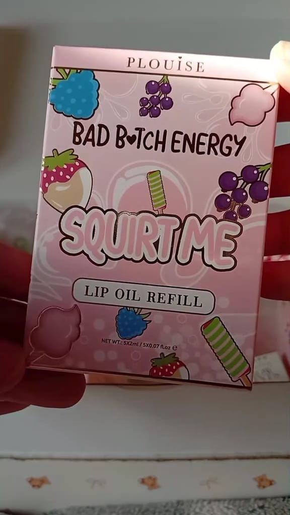 Customer photo review of P. Louise Squirt Me Lip Oil Refill Sachet Packs 2ml
