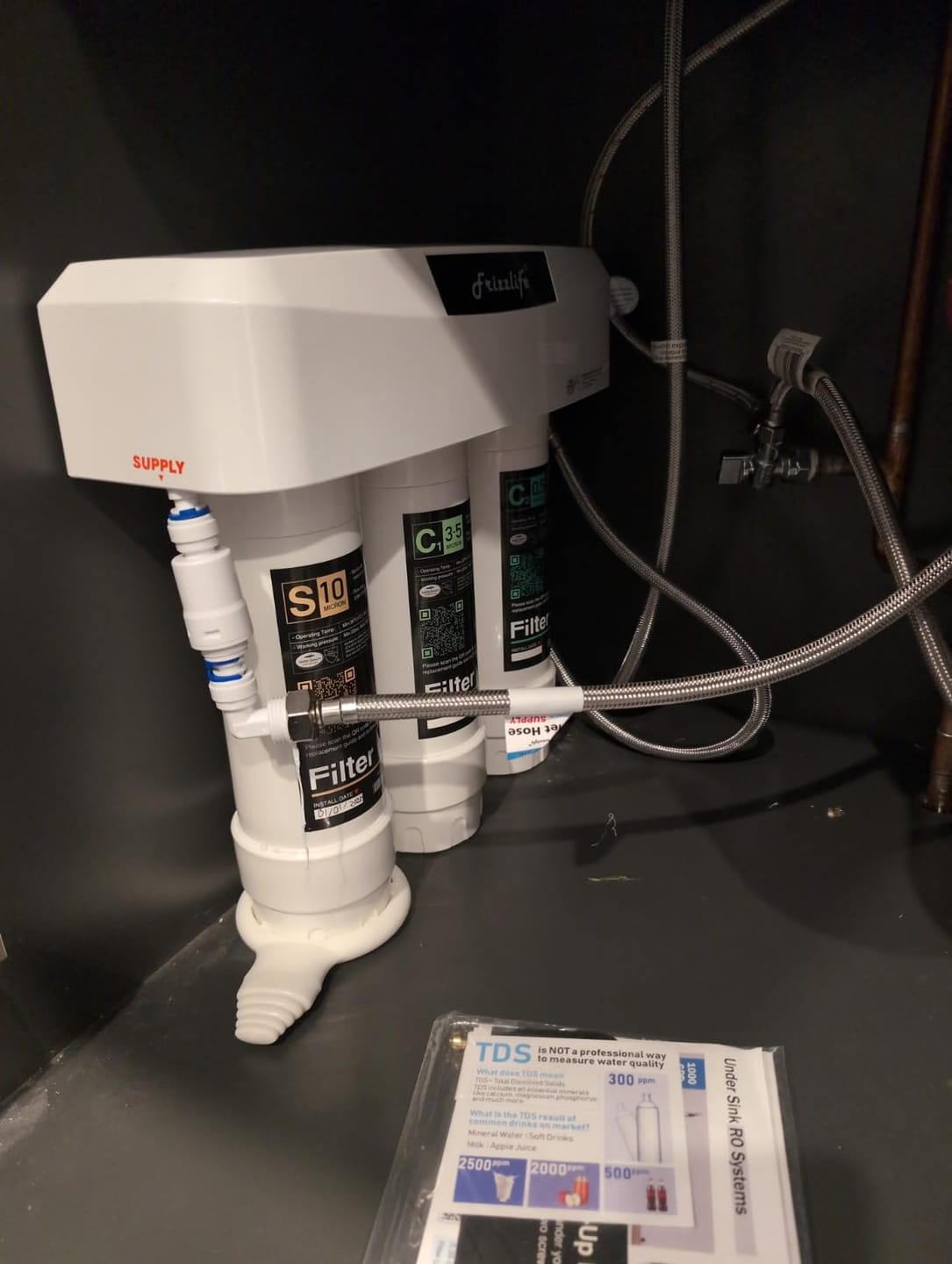 Customer photo review of Frizzlife 3-Stage Direct-Connect Under-Sink Water Filter System, SK99-NEW
