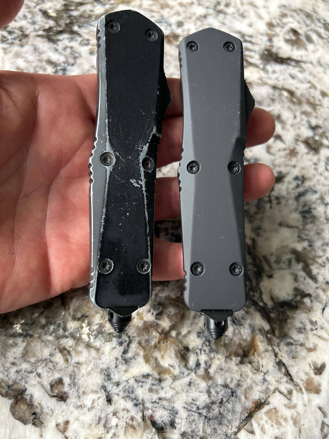 Customer photo review of Black Ghost OTF Knife (Multiple Blade Styles Available)