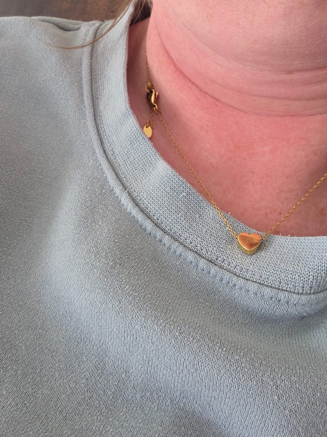 Customer photo review of Amo Heart Necklace in Gold