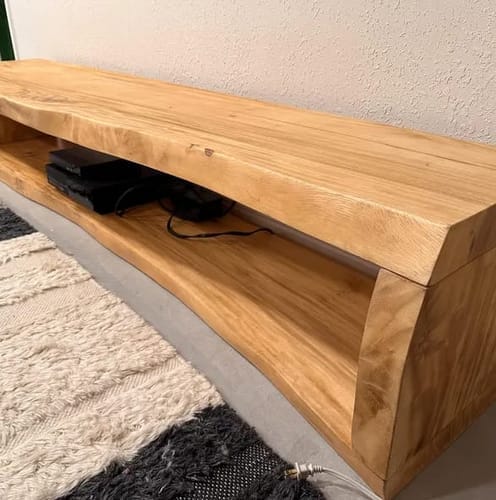 Customer photo review of Solid Wood Accent Table – Modern Sculptural Tri-Branch Design
