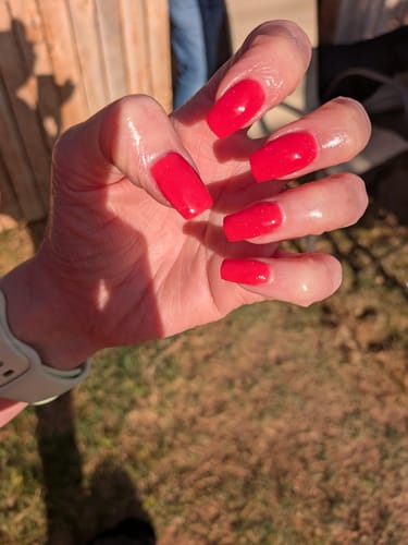 Customer photo review of D1377 Campari Refresher Coral Dip Powder