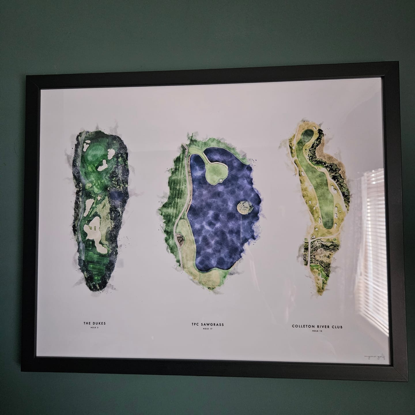 Customer photo review of Custom Golf Print – Your Top 3 Holes in One Artwork