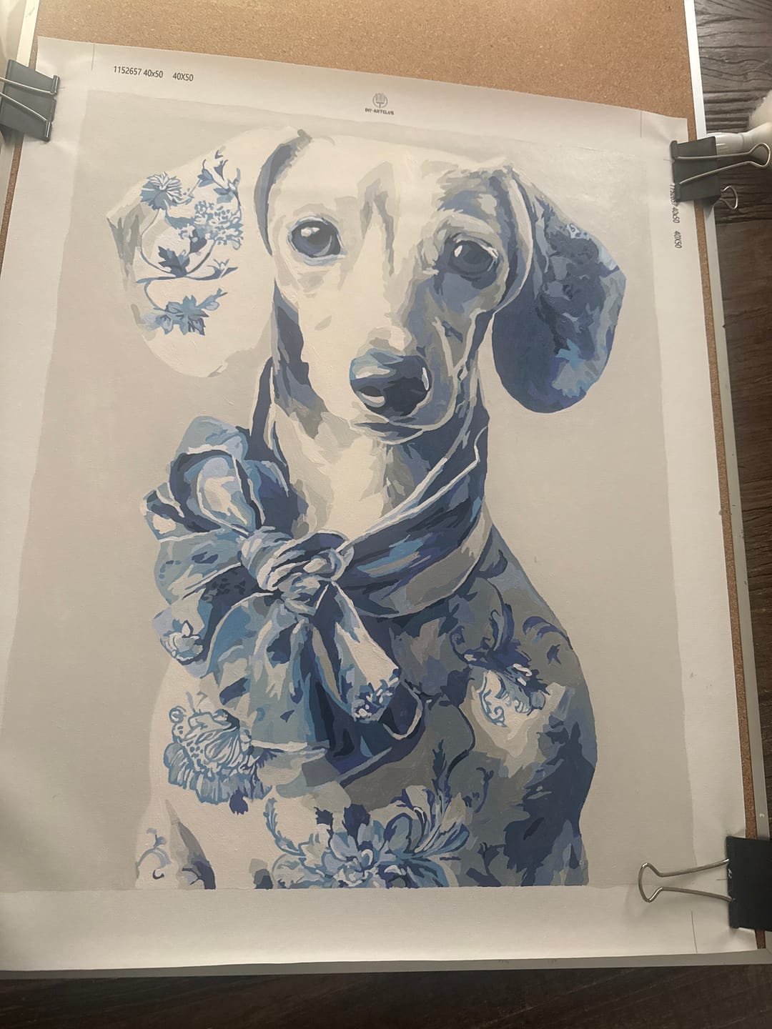 Customer photo review of Delft Blue Dachshund | Paint by Number