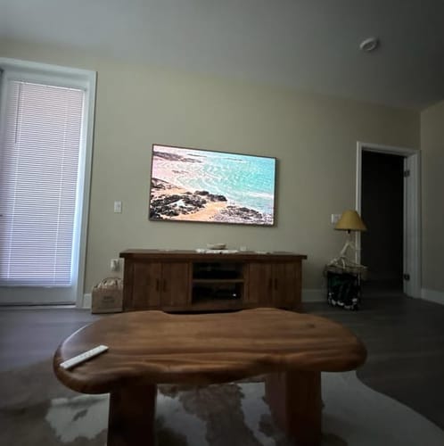 Customer photo review of Solid Wood Accent Table – Modern Sculptural Tri-Branch Design