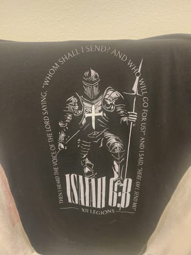 Customer photo review of ISAIAH 6:8 T-shirt