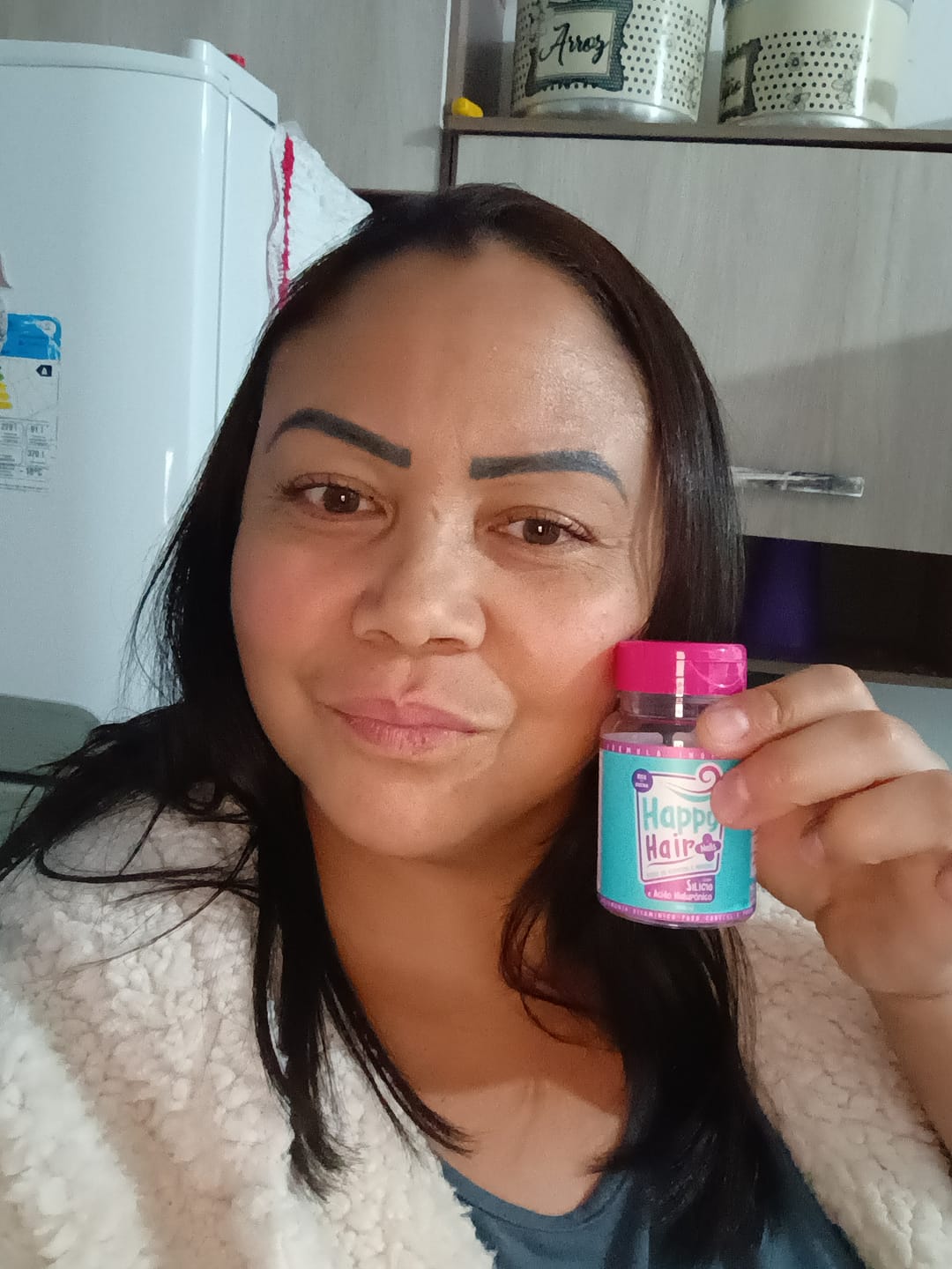 Customer photo review of Happy Hair 3 Potes + 1 Melatonina Grátis