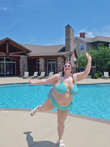 Customer photo review of Mint Julep Gingham Triangle Top