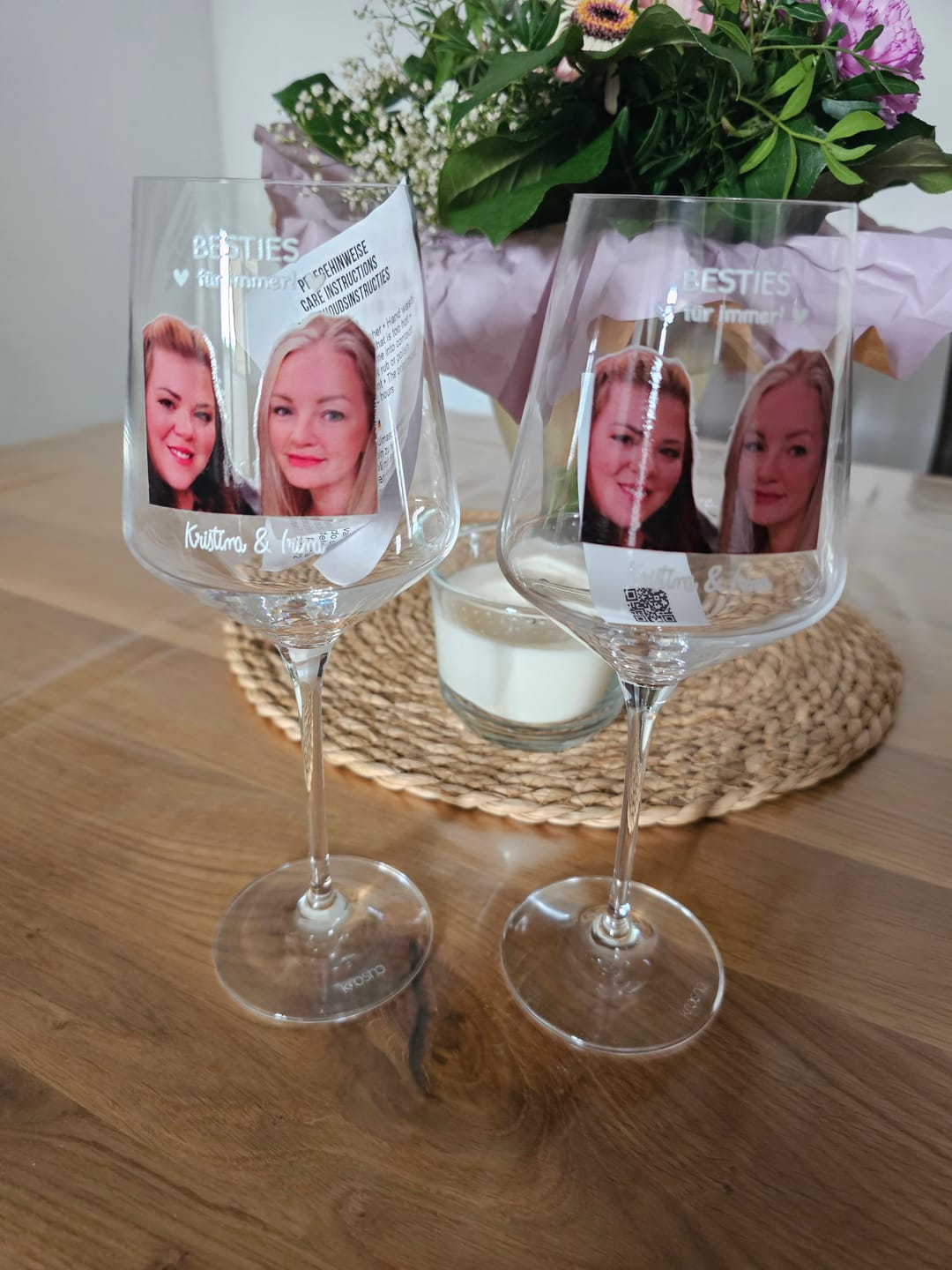 Customer photo review of Besties - Bedrucktes Weinglas mit Foto für beste Freundinnen