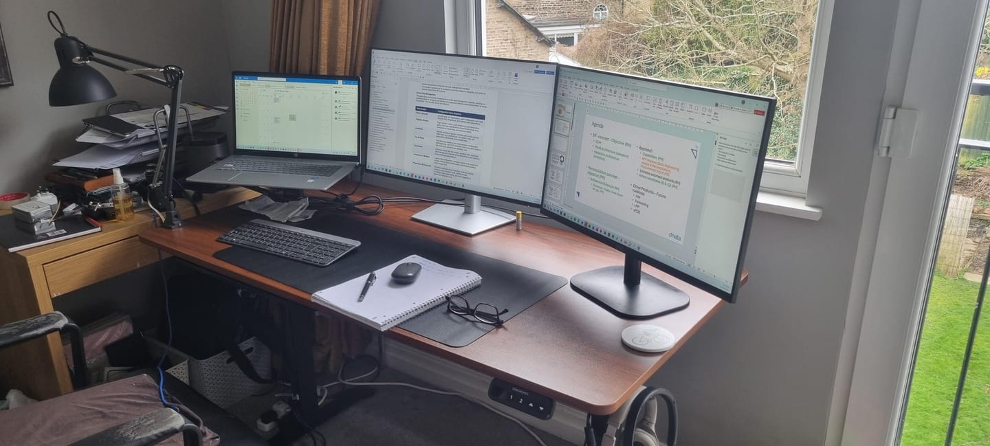 Customer photo review of Sit/Stand Height Adjustable Desk