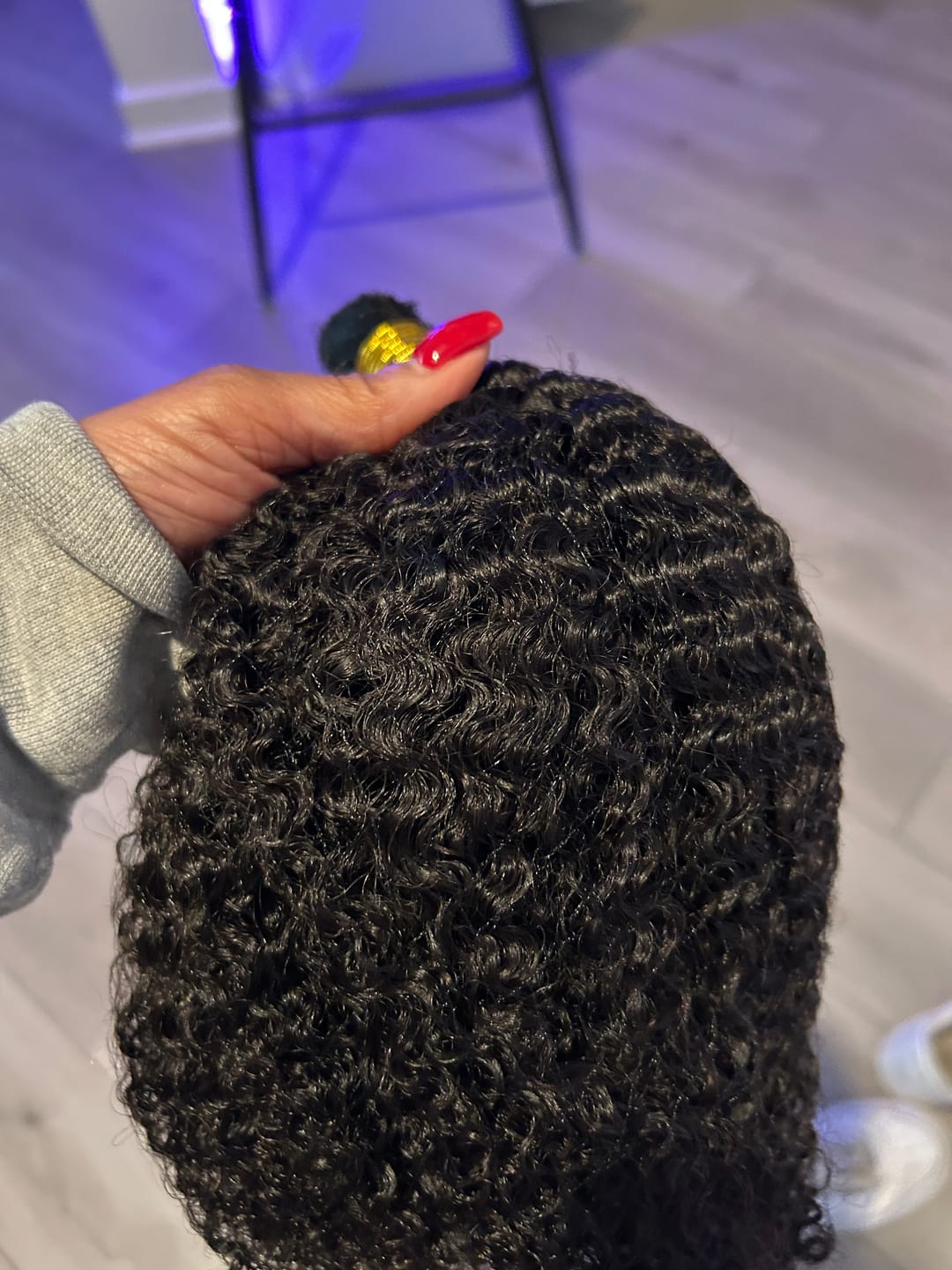 Customer photo review of Multi-Textured Kinky Curly Bulk Hair Extensions for Braiding