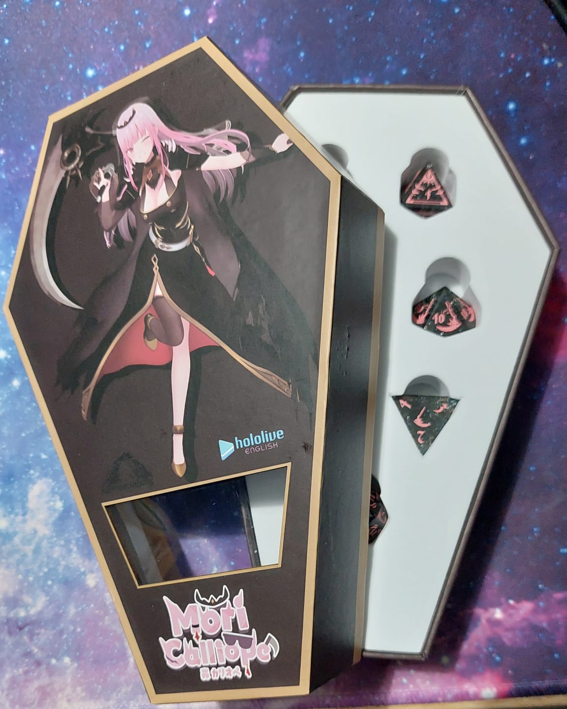 Customer photo review of PRE-ORDER | Mori Calliope Black Shattered Glass Dice Set | hololive English x MMG Exclusive