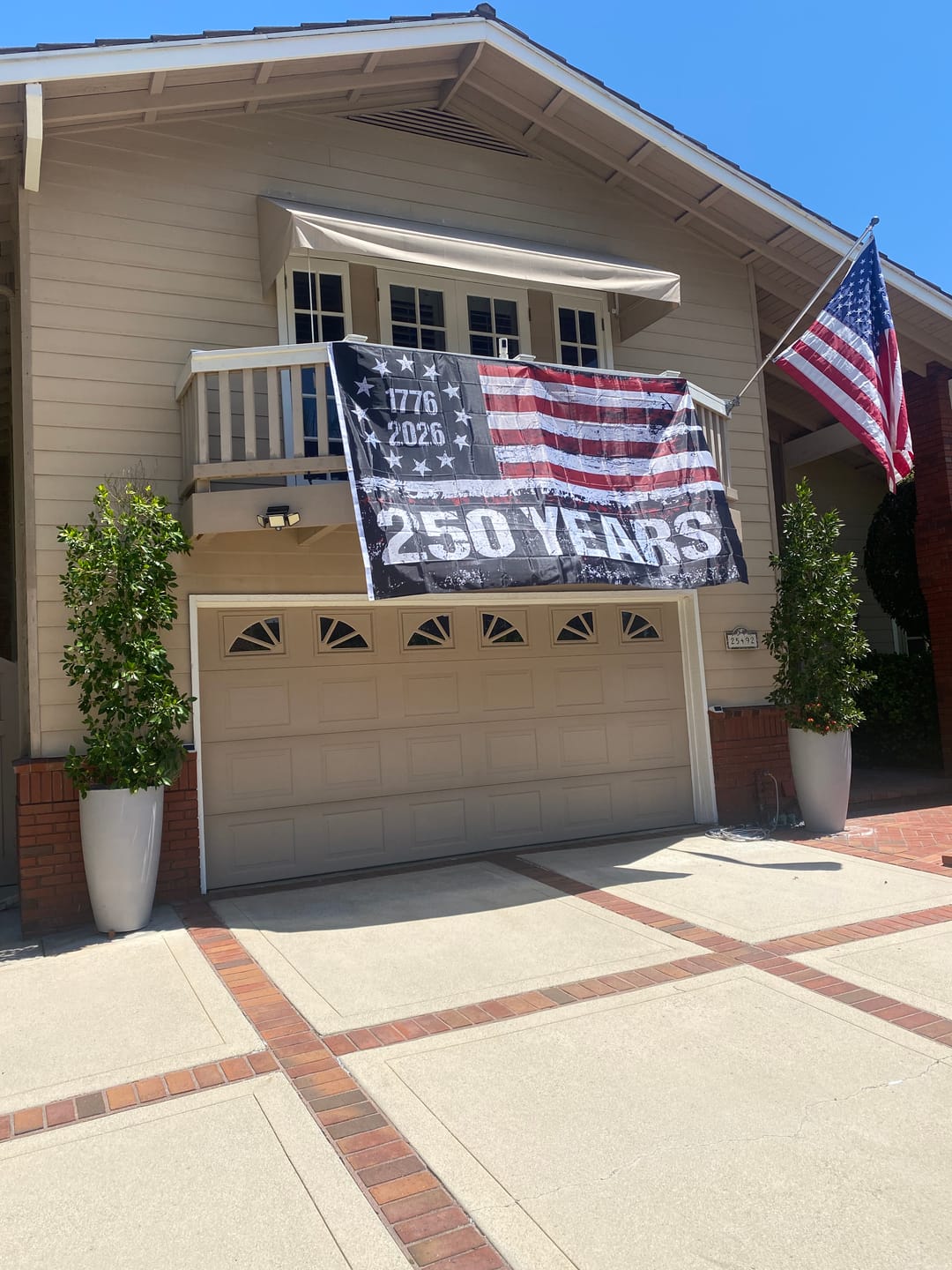 Customer photo review of 6x10 Huge 250 Years American Flag - 4 Times The Size of a Regular Flag!!! 1776-2026 Extra Large Distressed USA Banner
