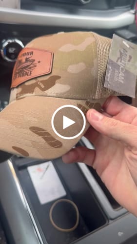 Customer video review of Custom Leather Patch Trucker Hat - Yupoong 6606