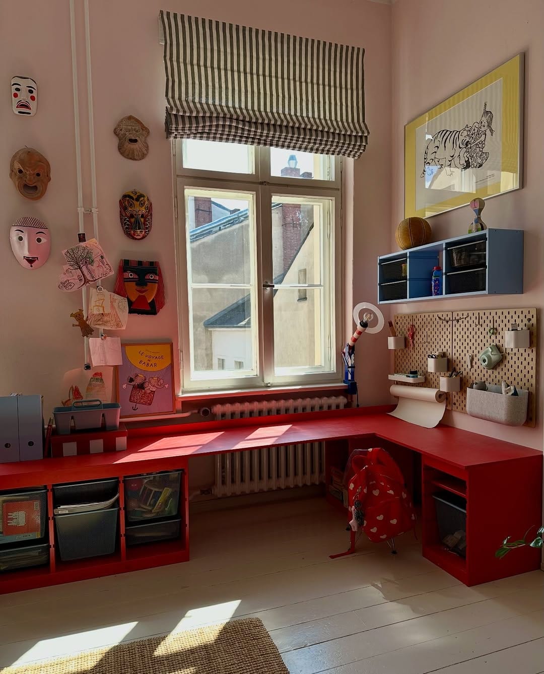Customer photo review of Milano Flat Fold Linen Blend Striped Cordless Custom Roman Shade