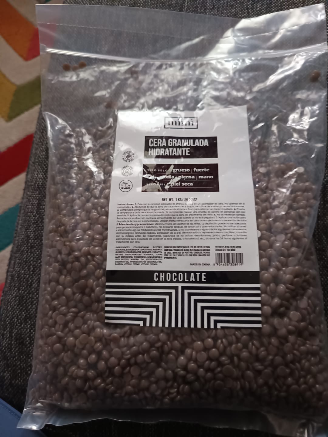 Customer photo review of Cera Depilación Granulada Chocolate 1kg Mimi