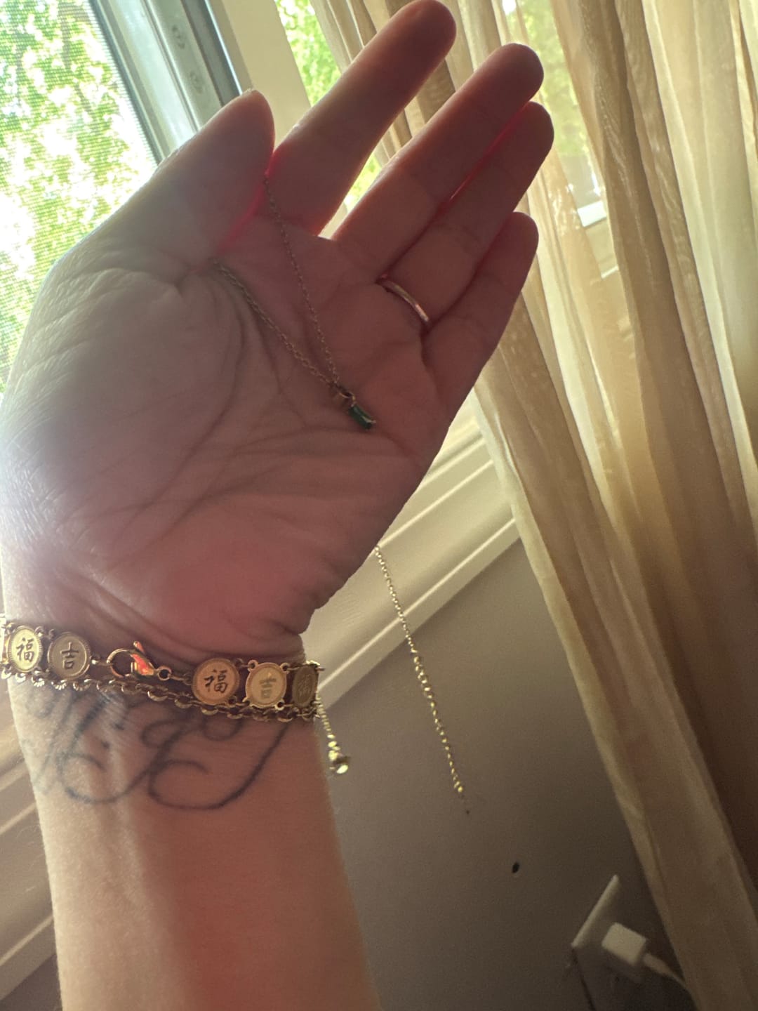 Customer photo review of Dainty Emerald Diamond Necklace