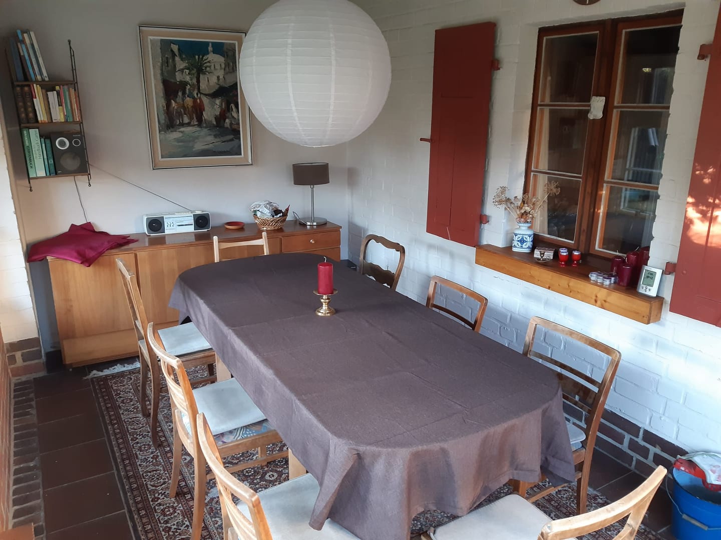 Customer photo review of Leinen Optik Tischdecke eckig dunkelbraun